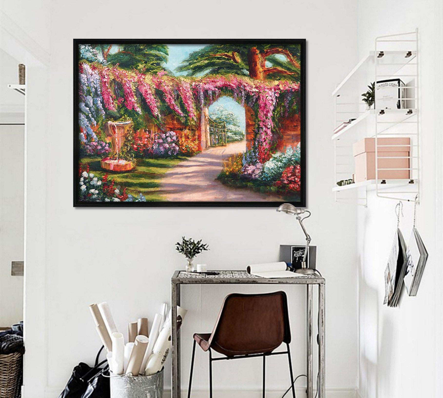 3D Yard Flowers 001 Fake Framed Print Painting Wallpaper AJ Creativity Home 