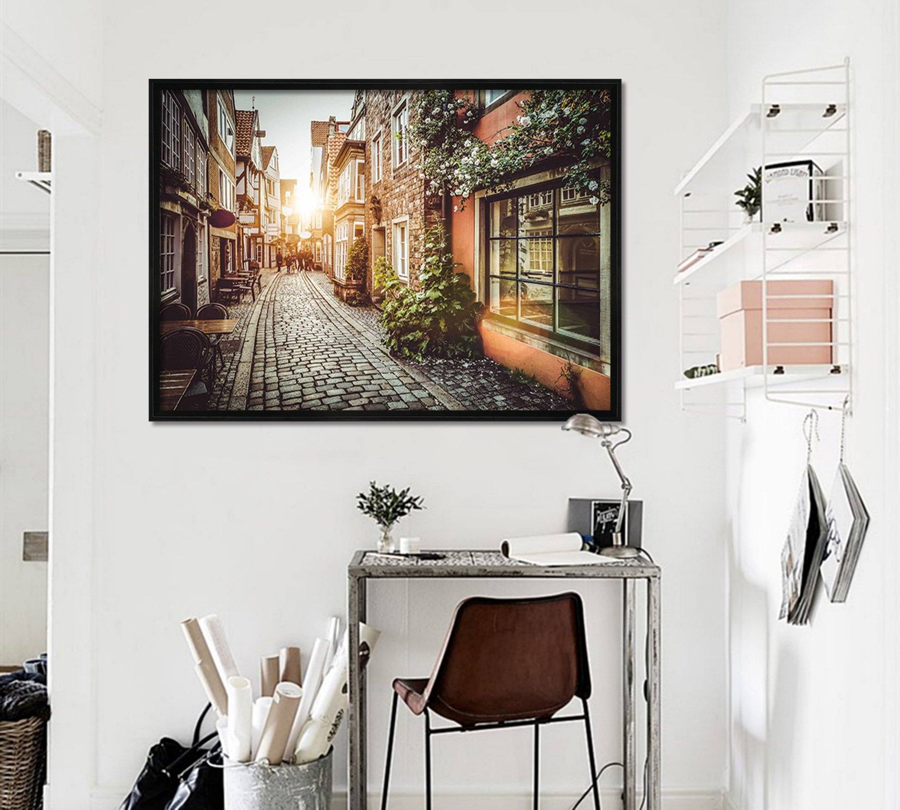 3D City Alley 088 Fake Framed Print Painting Wallpaper AJ Creativity Home 