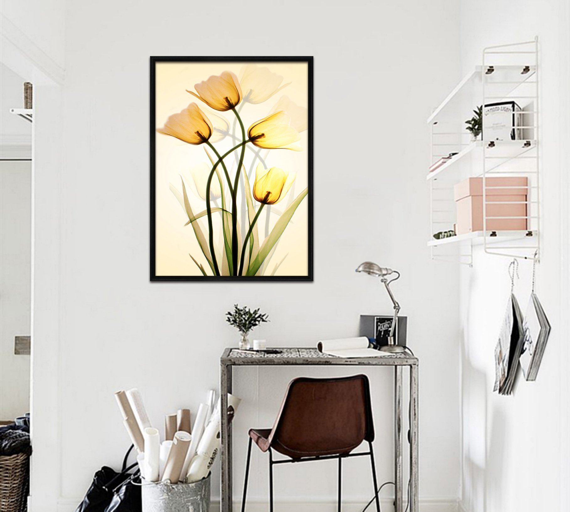 3D Little Yellow Flower 015 Fake Framed Print Painting Wallpaper AJ Creativity Home 