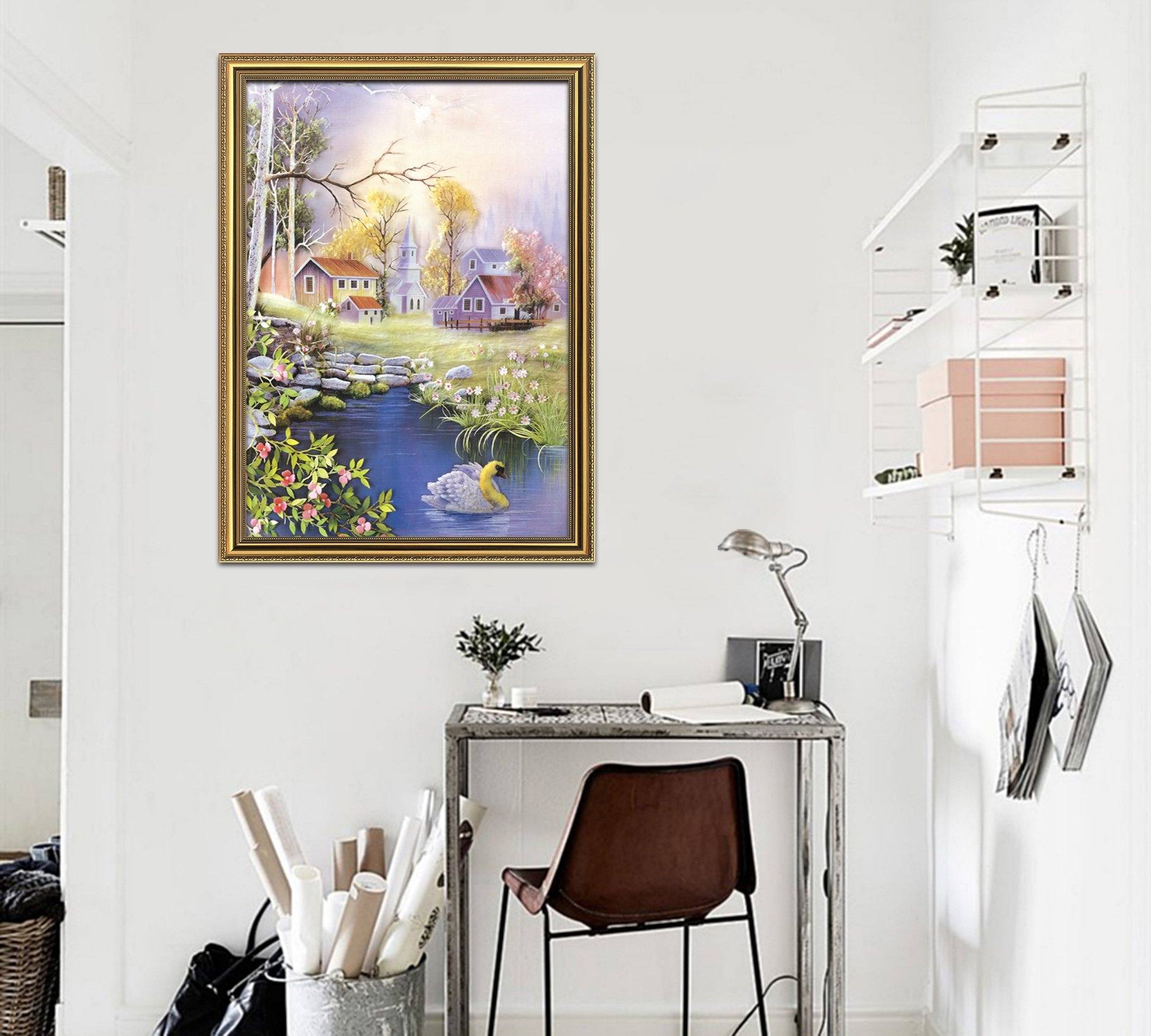 3D Small Village 111 Fake Framed Print Painting Wallpaper AJ Creativity Home 