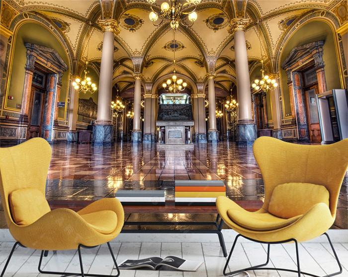 3D Gold Palace Hall 637 Wallpaper AJ Wallpaper 