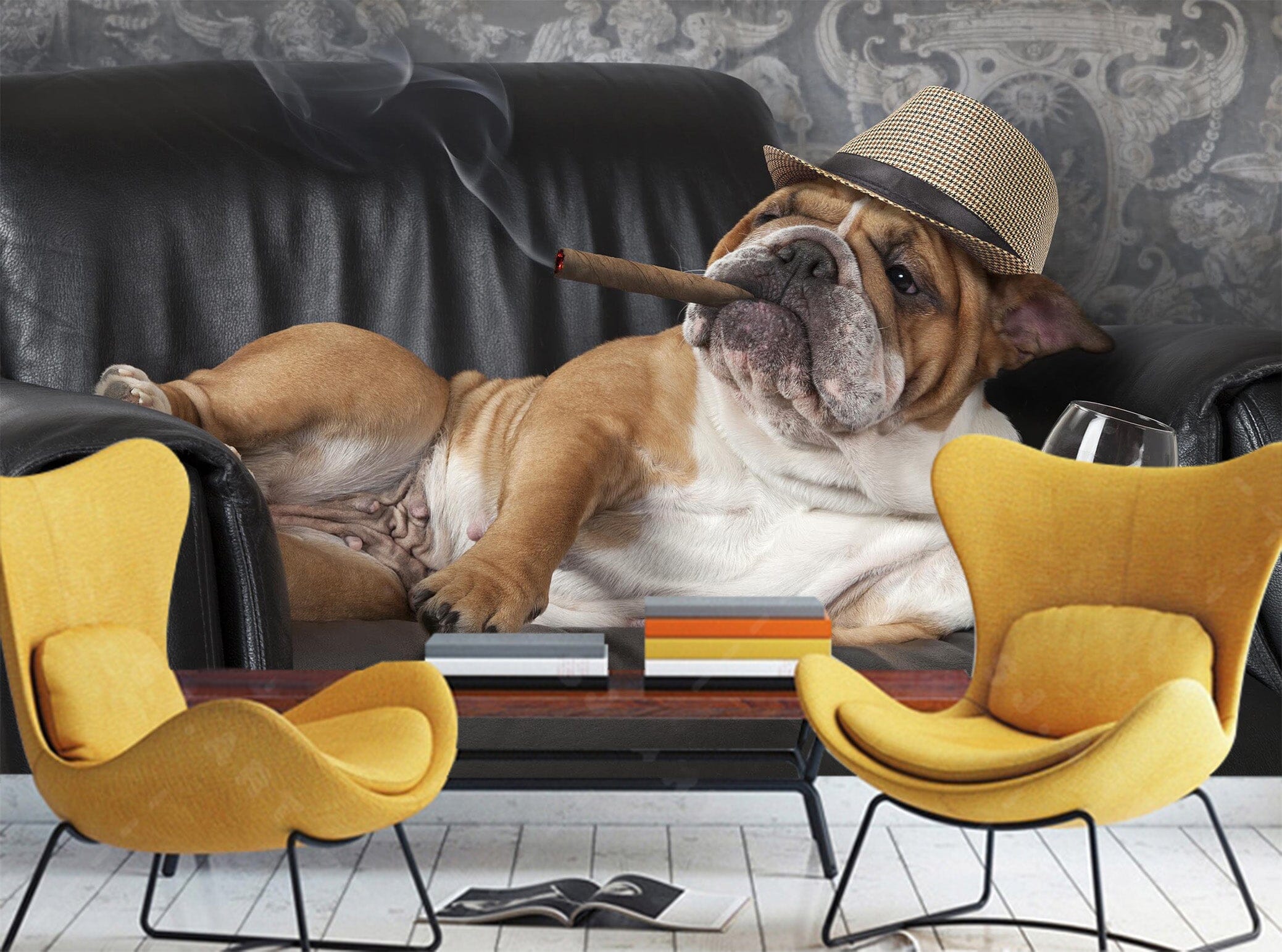 3D Smoking Dog 1055 Wall Murals Wallpaper AJ Wallpaper 2 