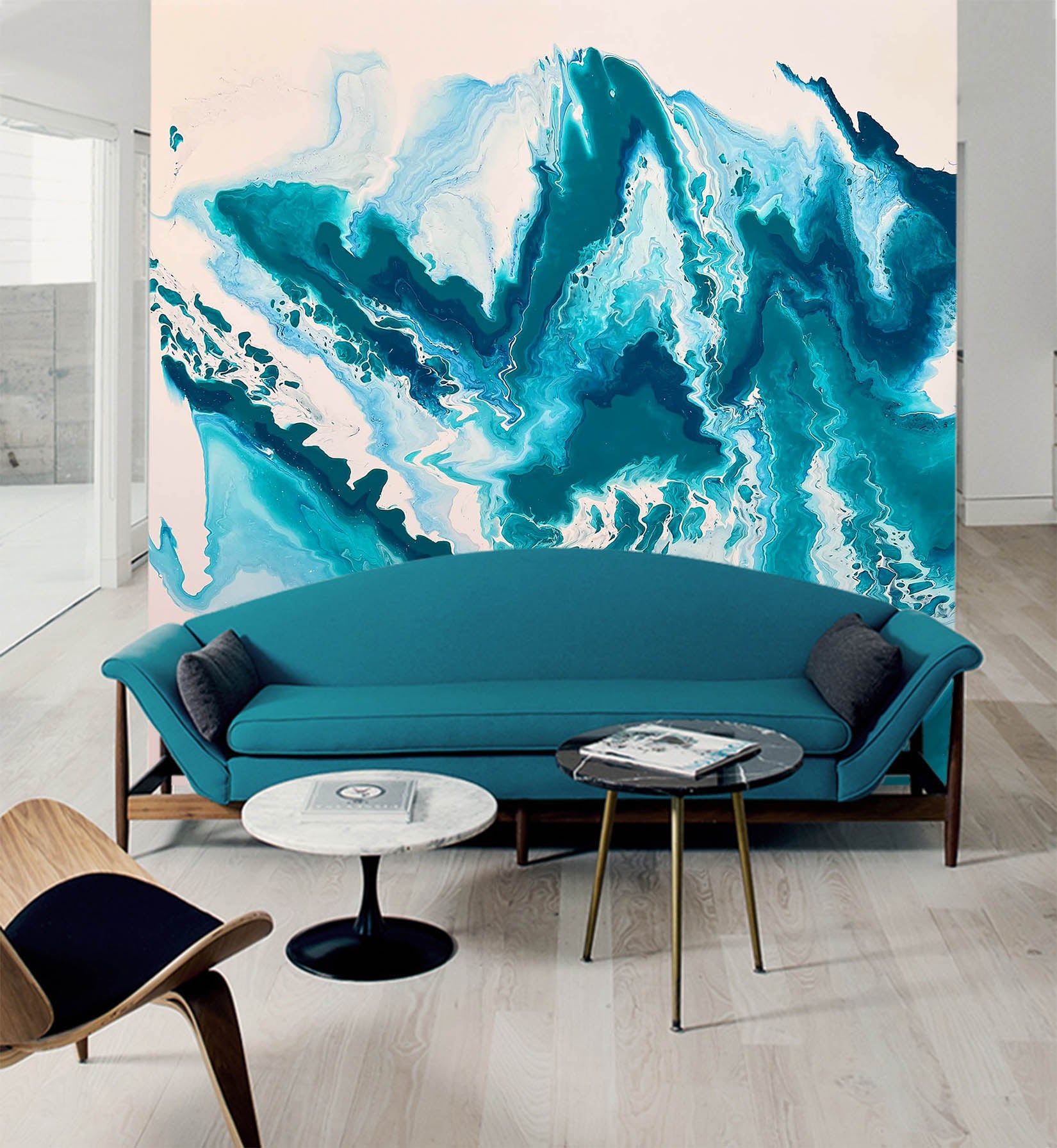 3D Blue Watercolor Mountains 3110 Skromova Marina Wall Mural Wall Murals