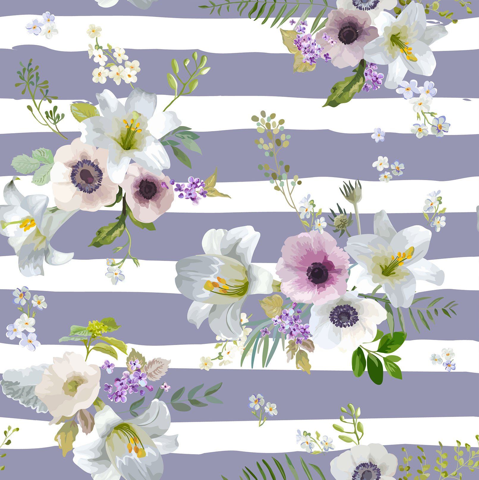 Flowers And Stripes Wallpaper AJ Wallpaper 