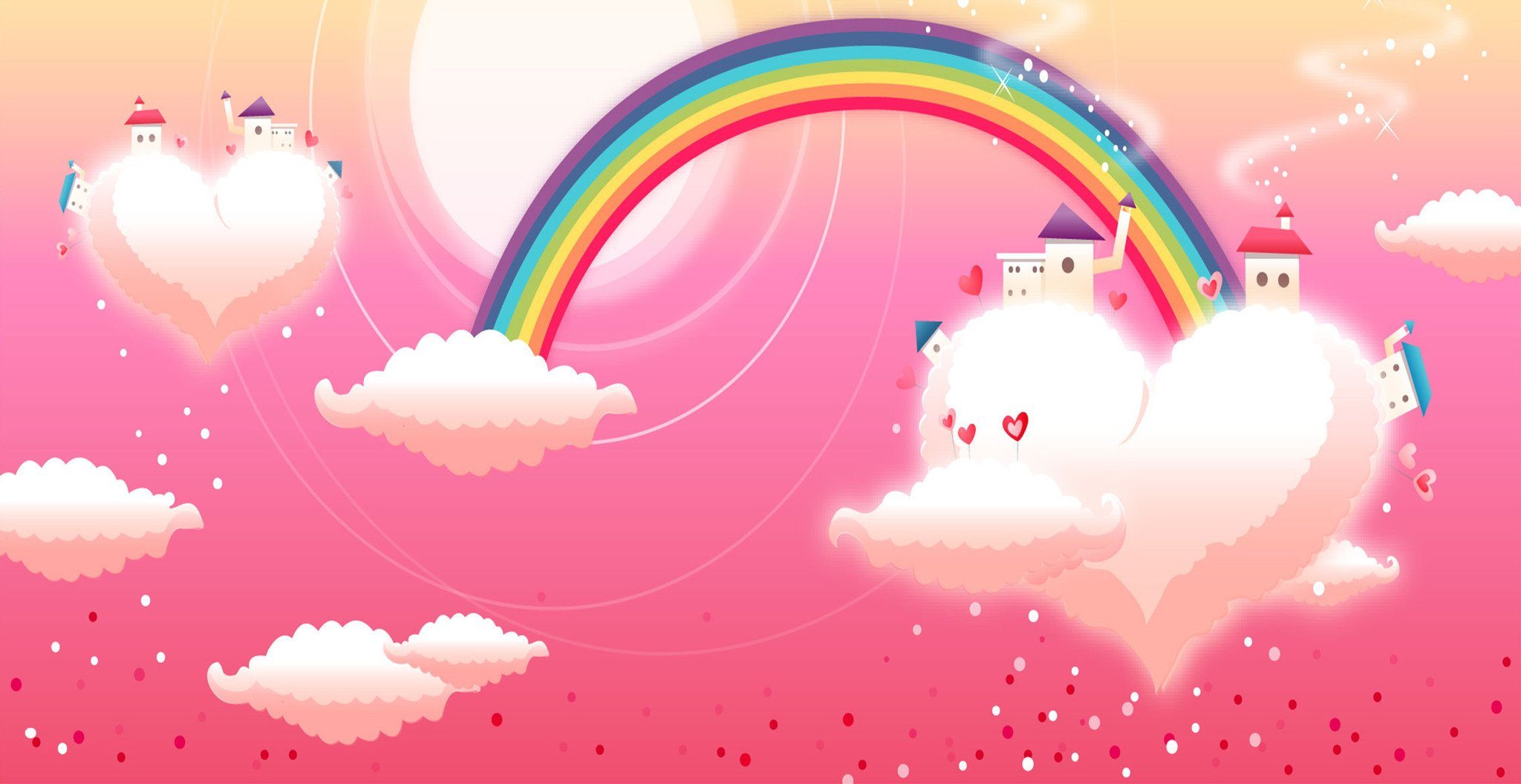 Rainbow Clouds Houses Wallpaper AJ Wallpaper 