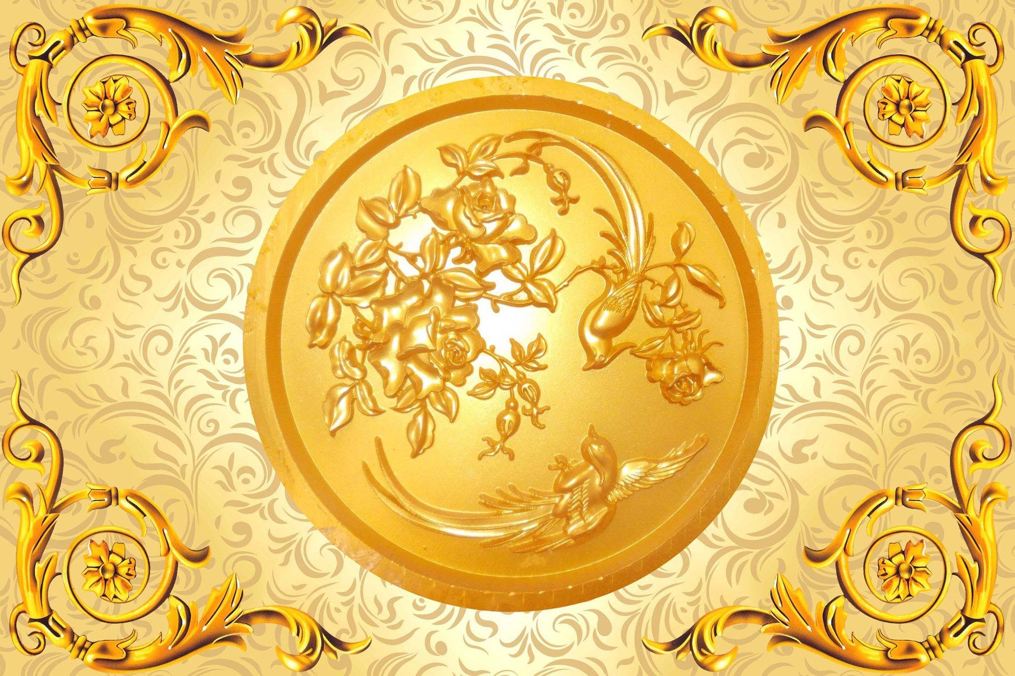 Flowers Birds Vine Wallpaper AJ Wallpaper 