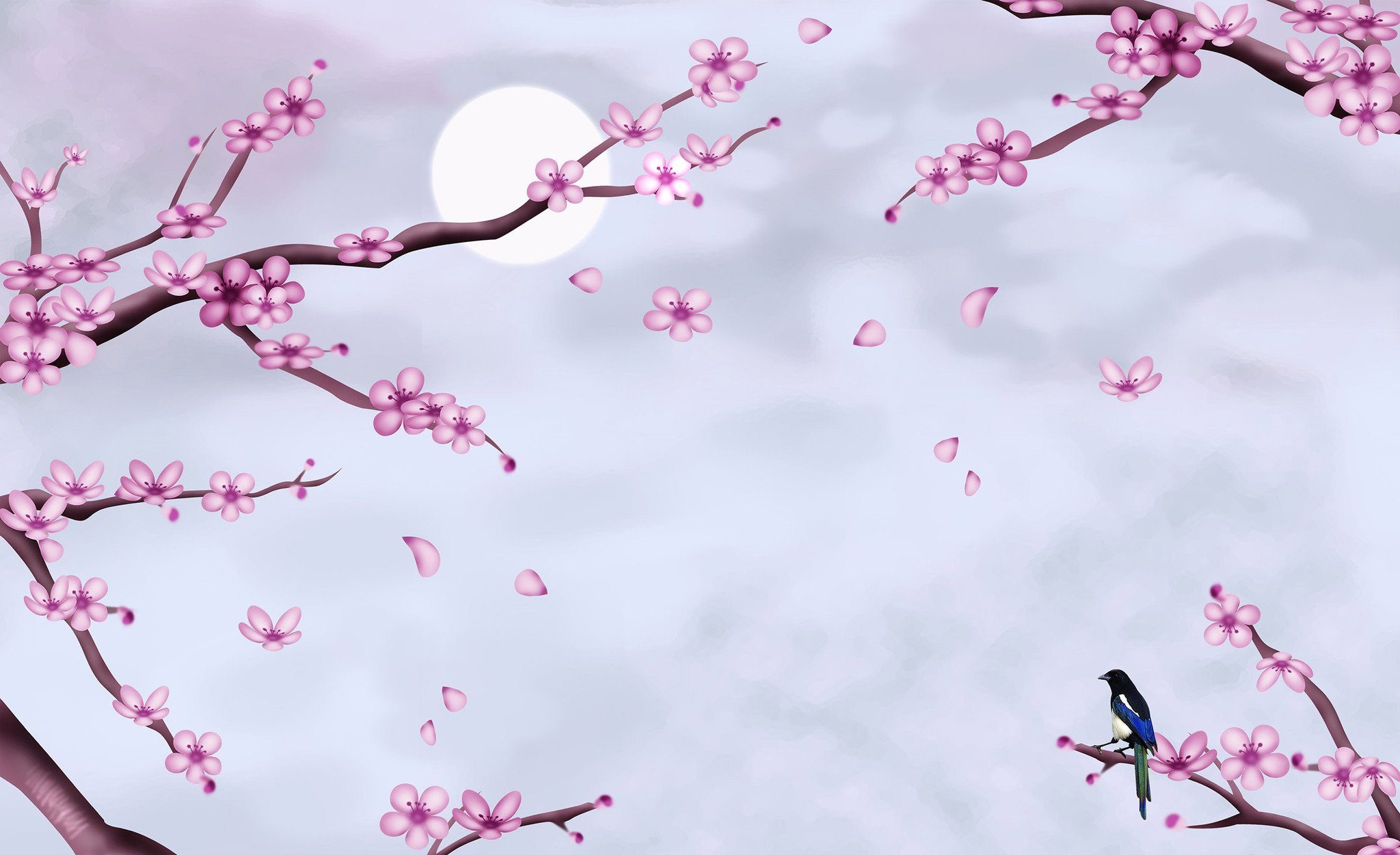 Flying Flowers And Bird Wallpaper AJ Wallpaper 