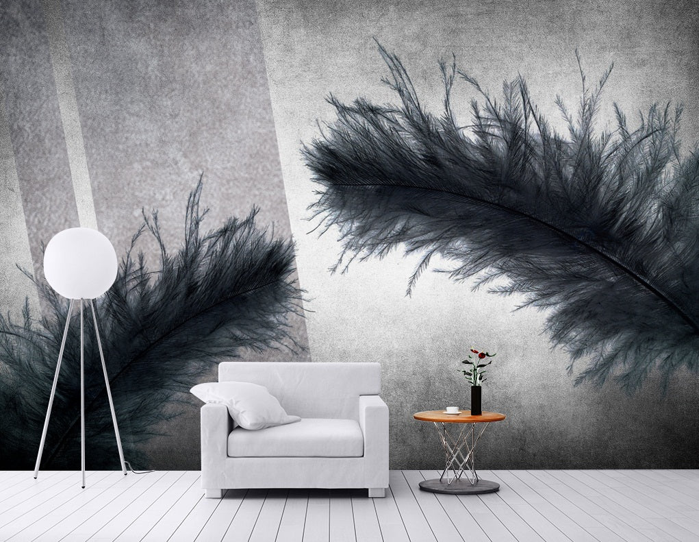 3D Black Feather 2069 Wall Murals