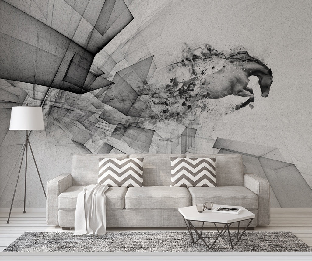 3D Jumping Horse WC527 Wall Murals
