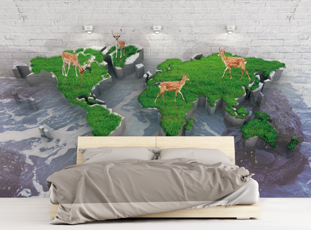 3D Fawn Lawn Map WC424 Wall Murals