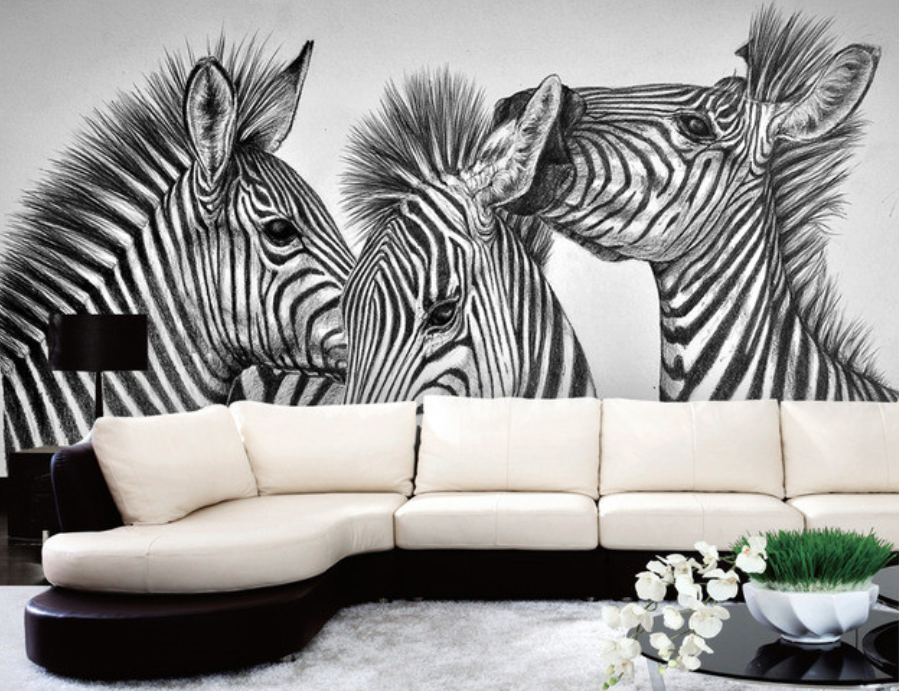 3D Three Zebras 2005 Wall Murals