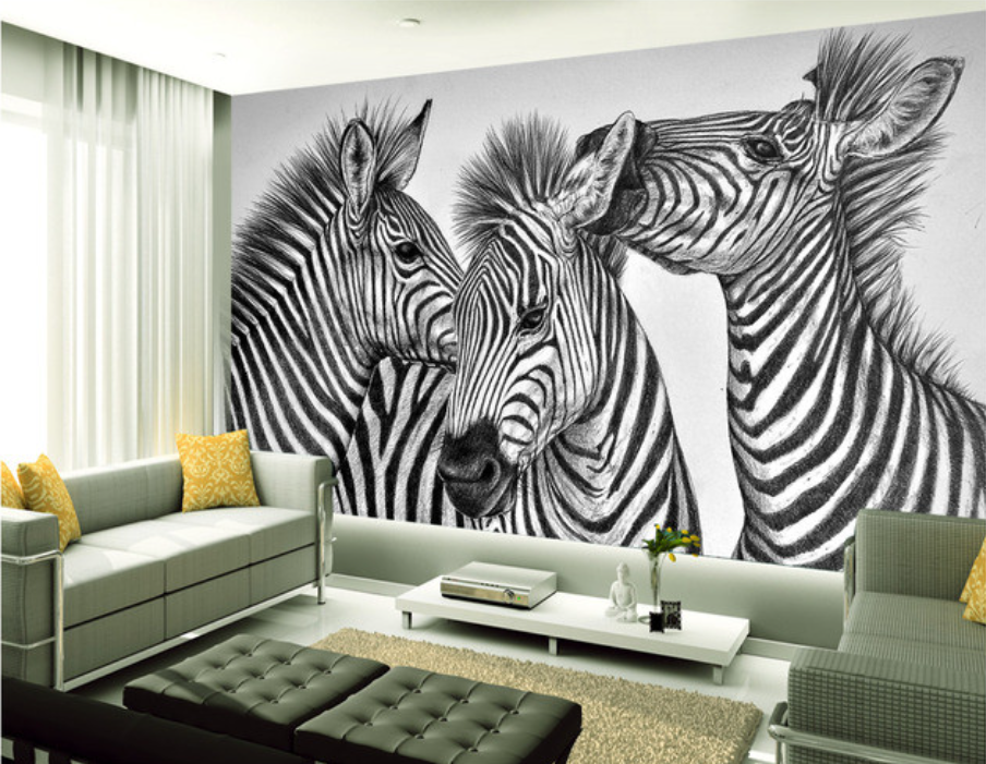 3D Three Zebras 2005 Wall Murals