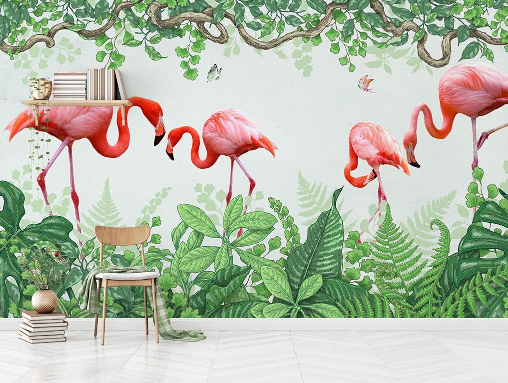 3D Flamingo Butterfly 173 Wallpaper AJ Wallpaper 