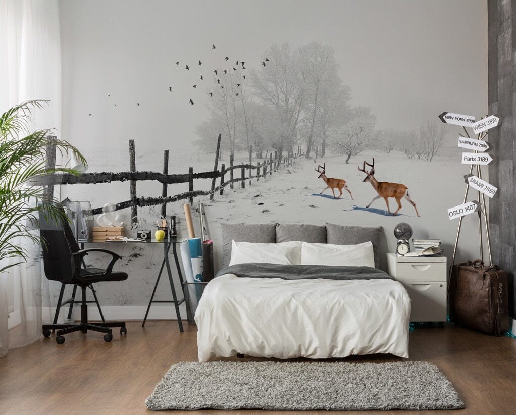 3D Fawn Snow 2097 Wall Murals Wallpaper AJ Wallpaper 2 