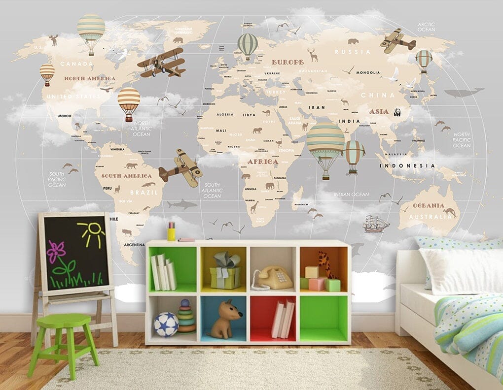 3D Balloon Map 2080 Wall Murals Wallpaper AJ Wallpaper 2 
