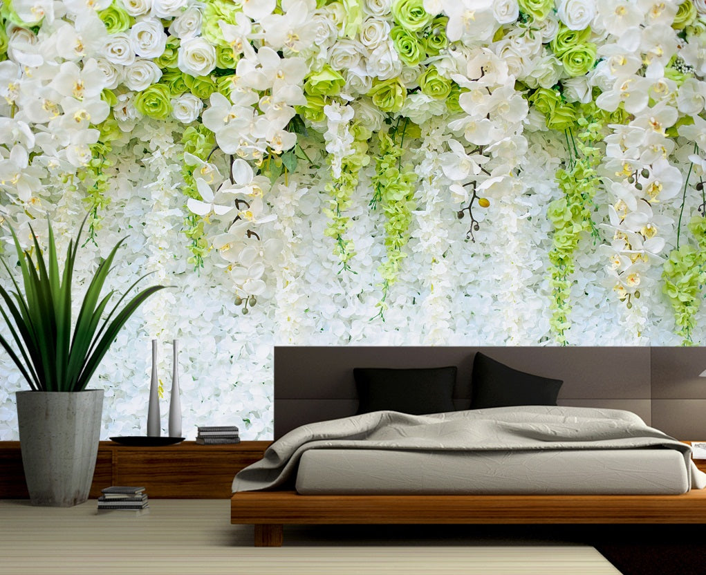 3D Flowers And Leaves 2099 Wall Murals