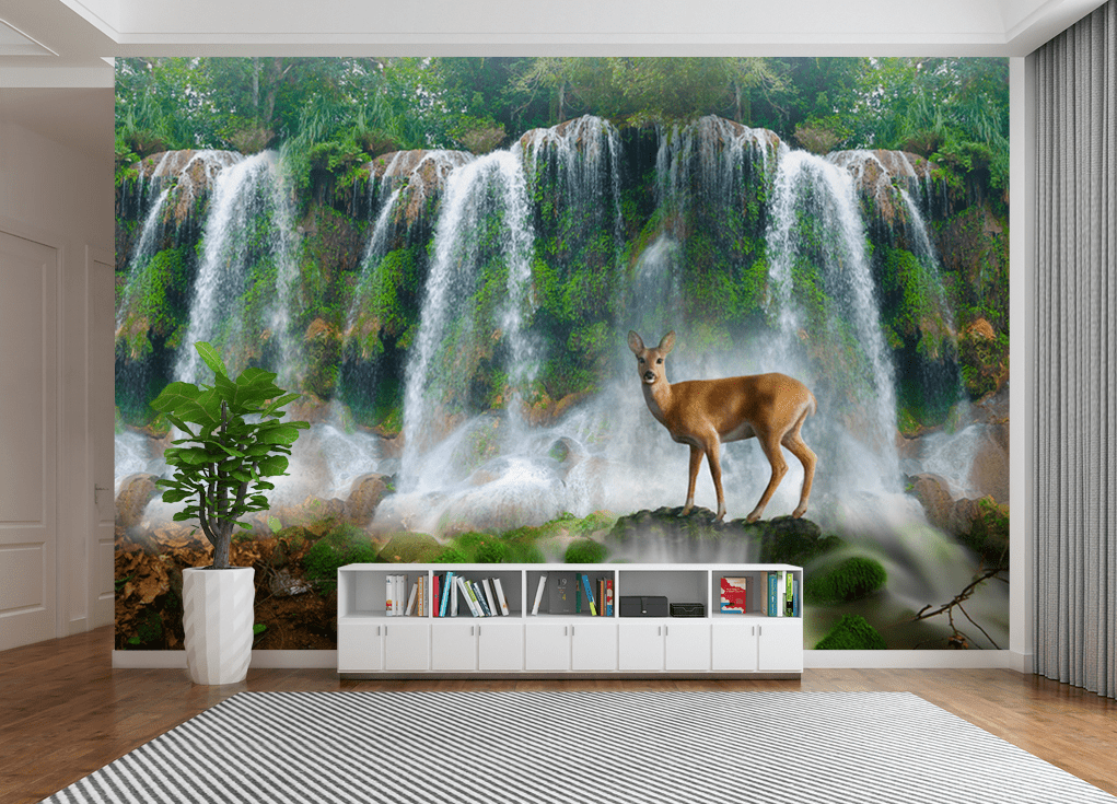 3D Fawn Falls 2096 Wall Murals Wallpaper AJ Wallpaper 2 