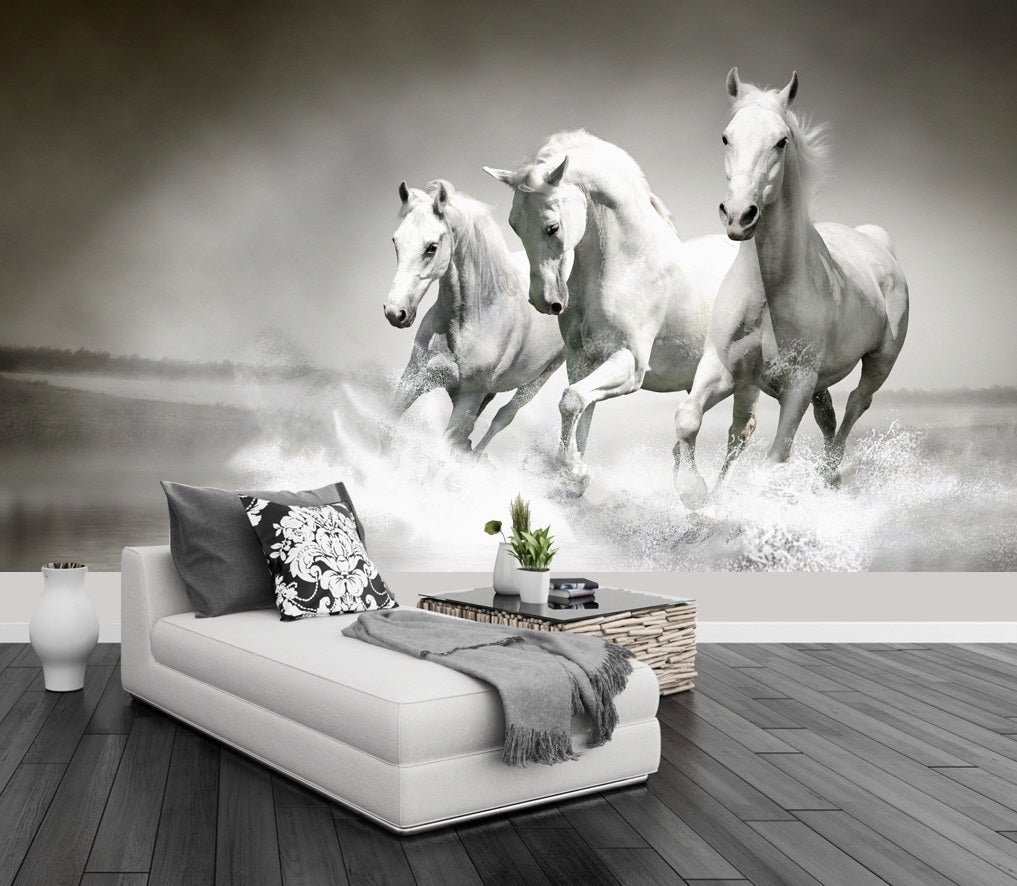 3D White Horse 2089 Wall Murals