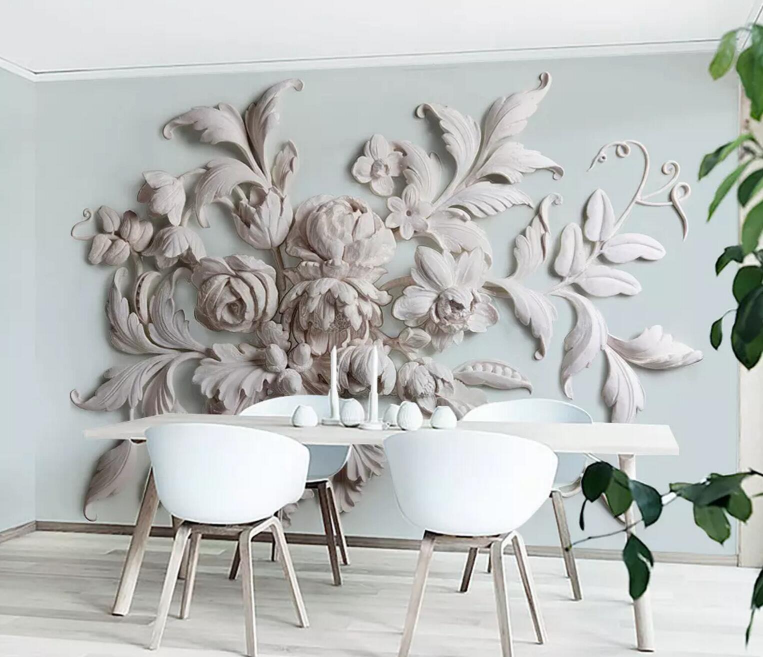 3D Carving Flower 002 Wallpaper AJ Wallpaper 