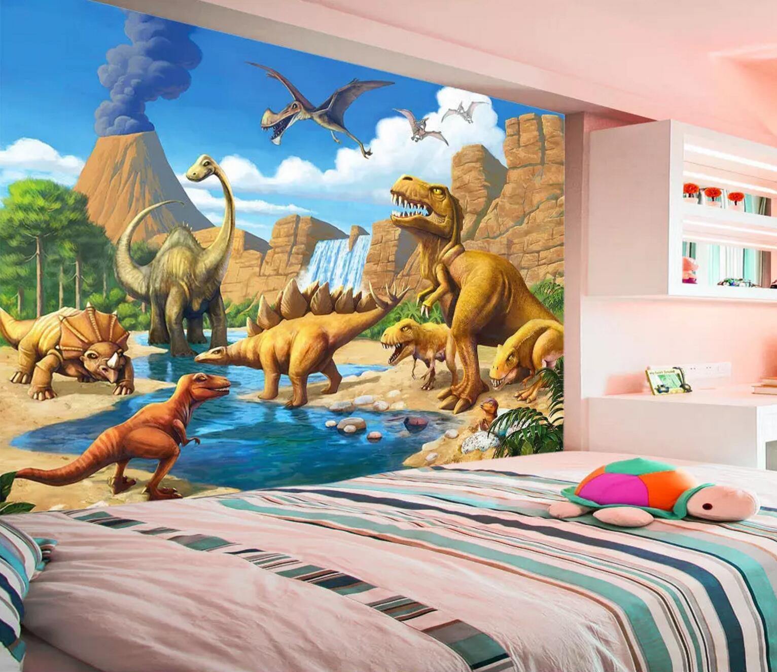 3D Yellow Sand Dinosaur 230 Wallpaper AJ Wallpaper 