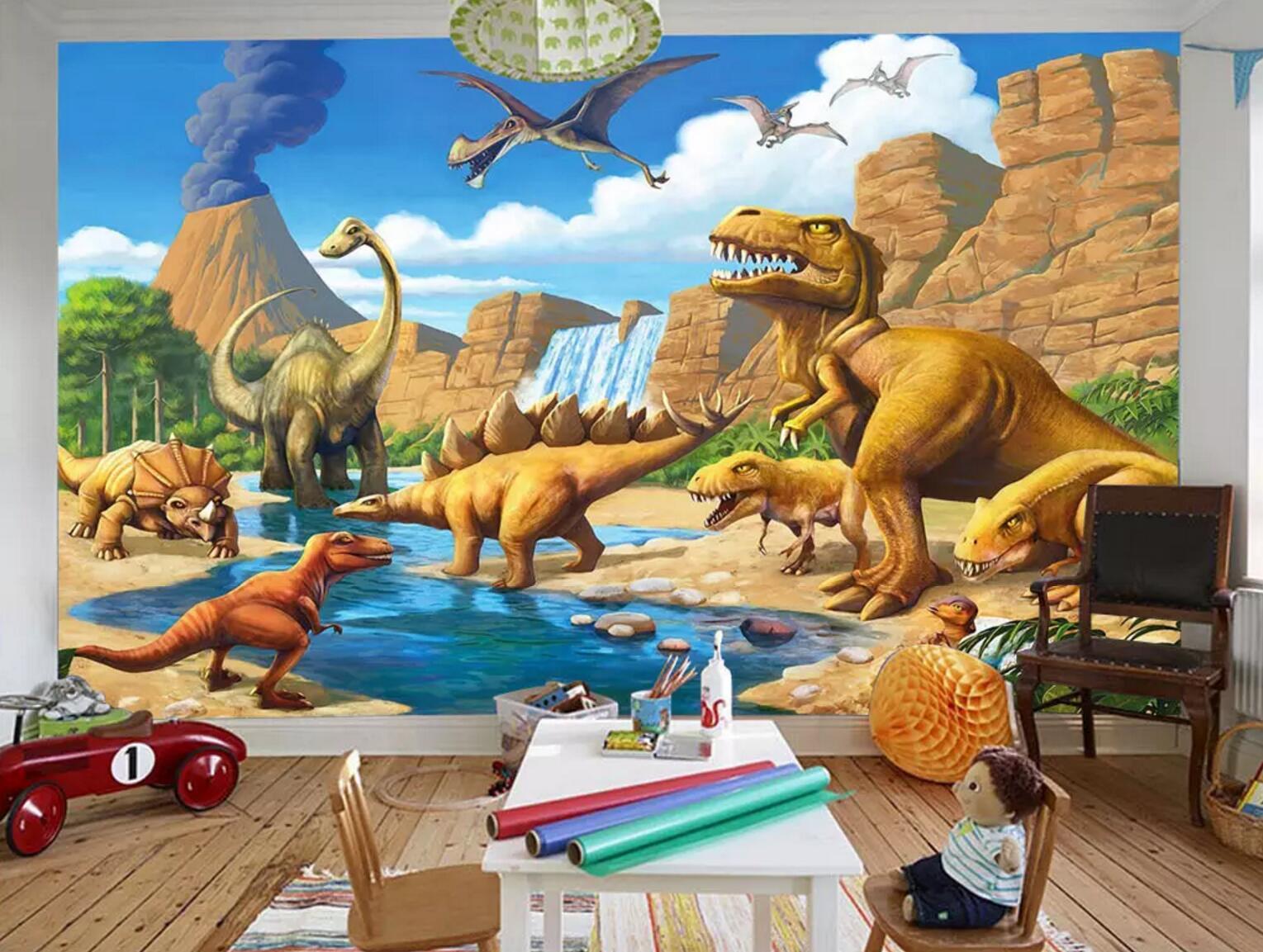 3D Yellow Sand Dinosaur 230 Wallpaper AJ Wallpaper 
