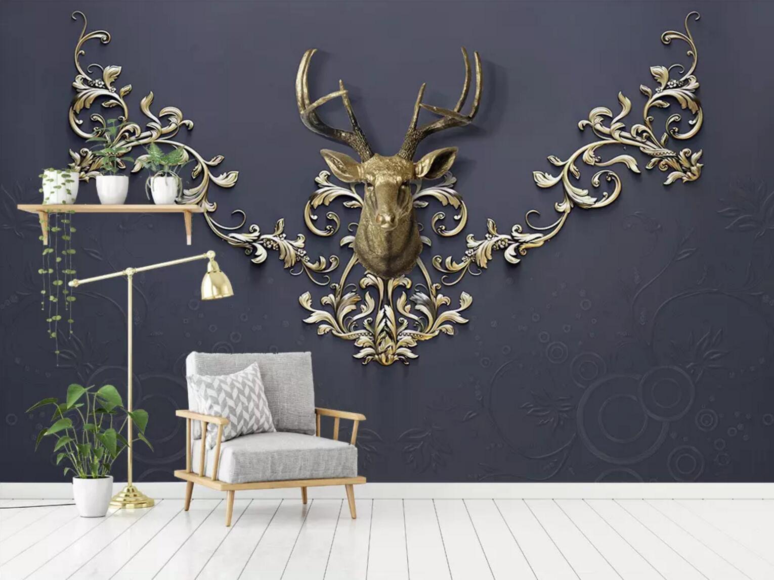 3D Deer Head Decoration 131 Wallpaper AJ Wallpaper 
