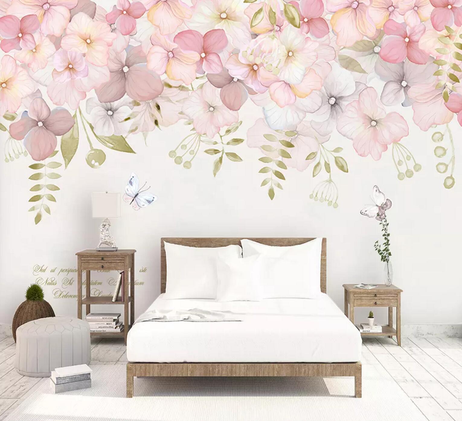 3D Vine Flower Butterfly 407 Wallpaper AJ Wallpaper 
