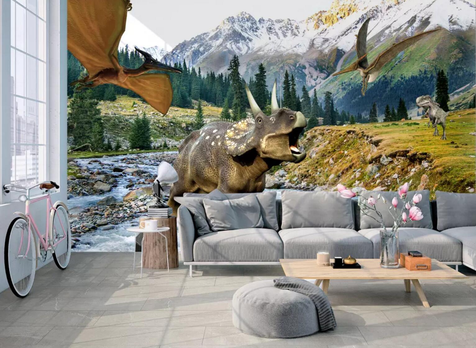 3D Dinosaur Snow Mountain 250 Wallpaper AJ Wallpaper 