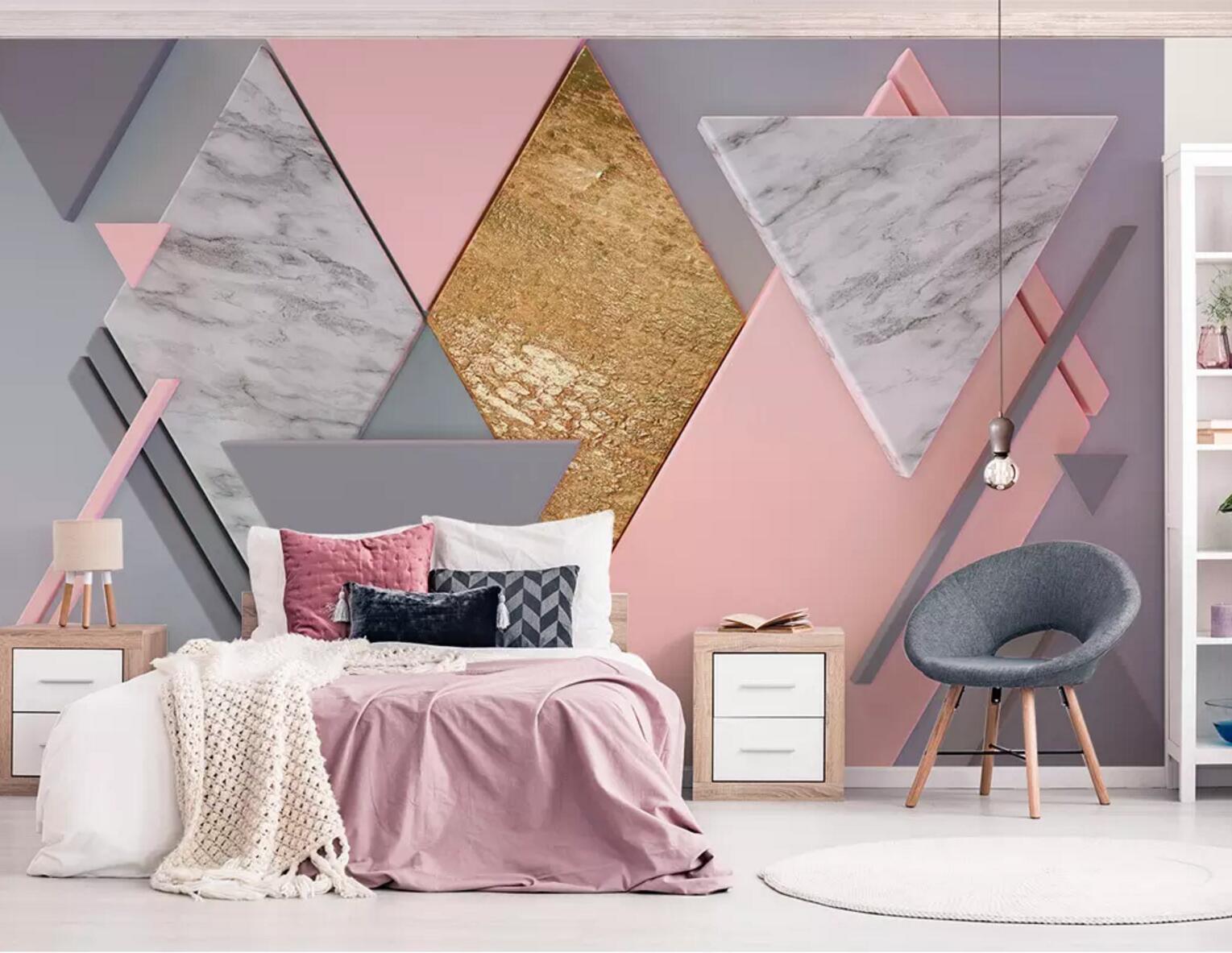 3D Marble Triangle WC537 Wall Murals