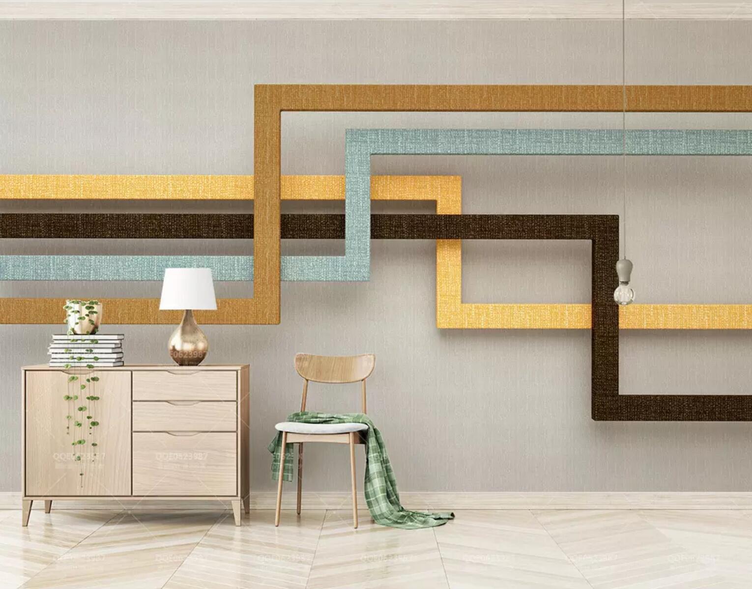 3D Yellow Stripes WC596 Wall Murals