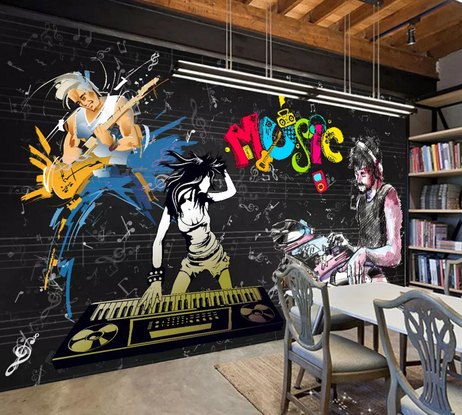 3D Guitar Piano WC365 Wall Murals