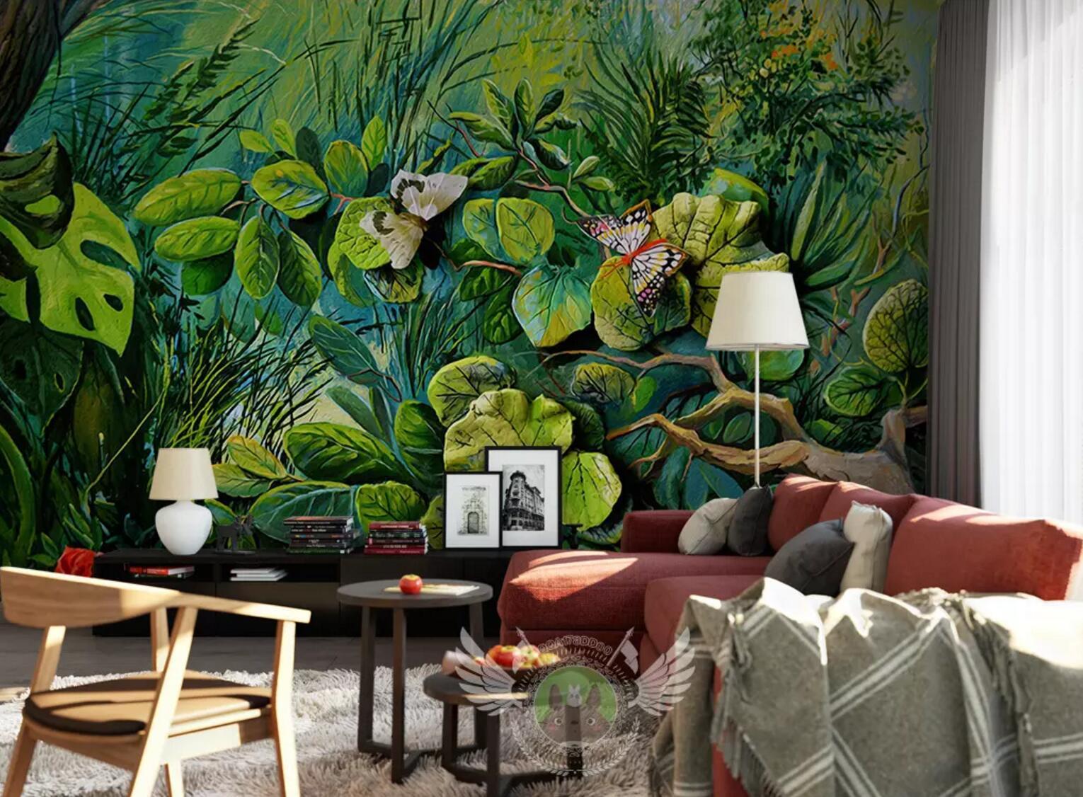 3D Butterfly Leaves 034 Wallpaper AJ Wallpaper 