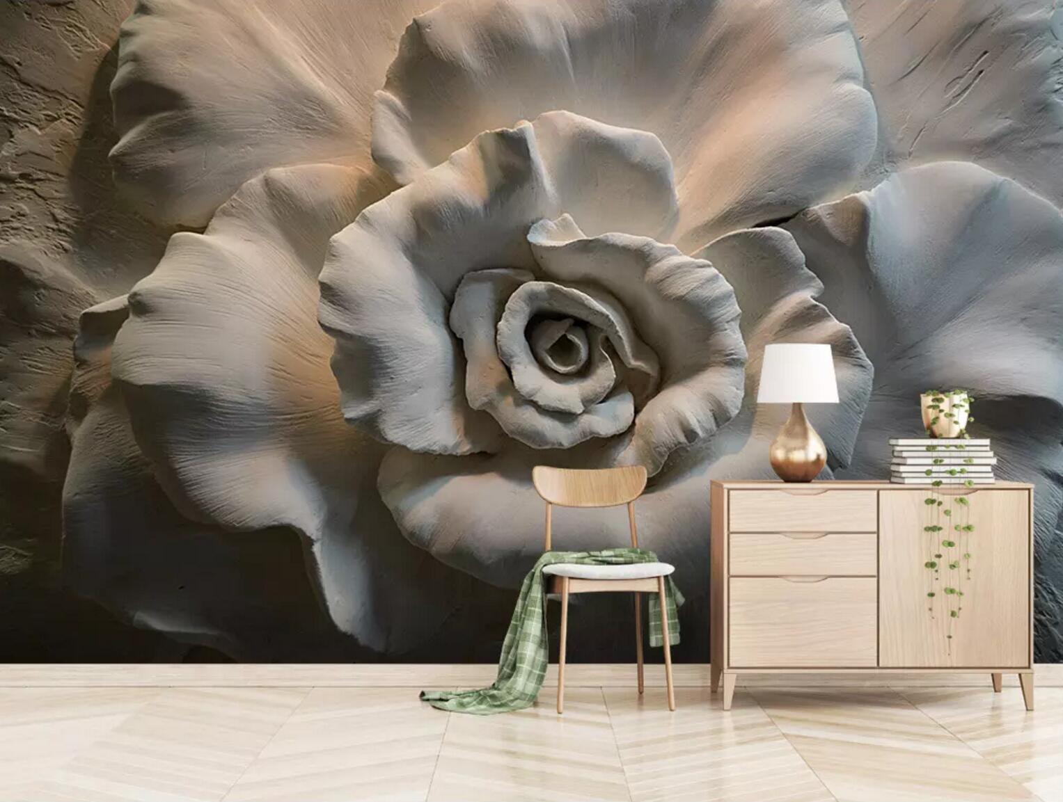 3D Carved Roses WC445 Wall Murals