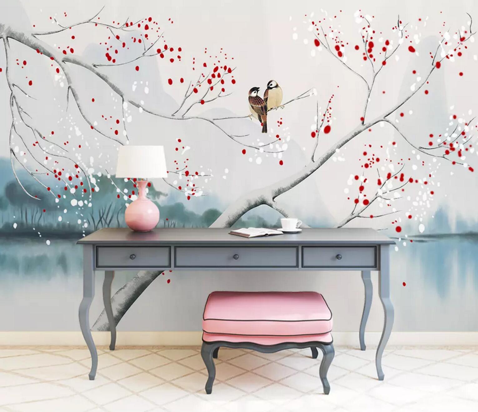 3D Plum Bird 251 Wallpaper AJ Wallpaper 