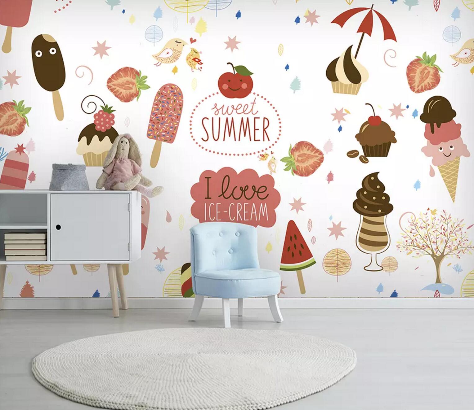 3D Ice Cream Apple WC770 Wall Murals
