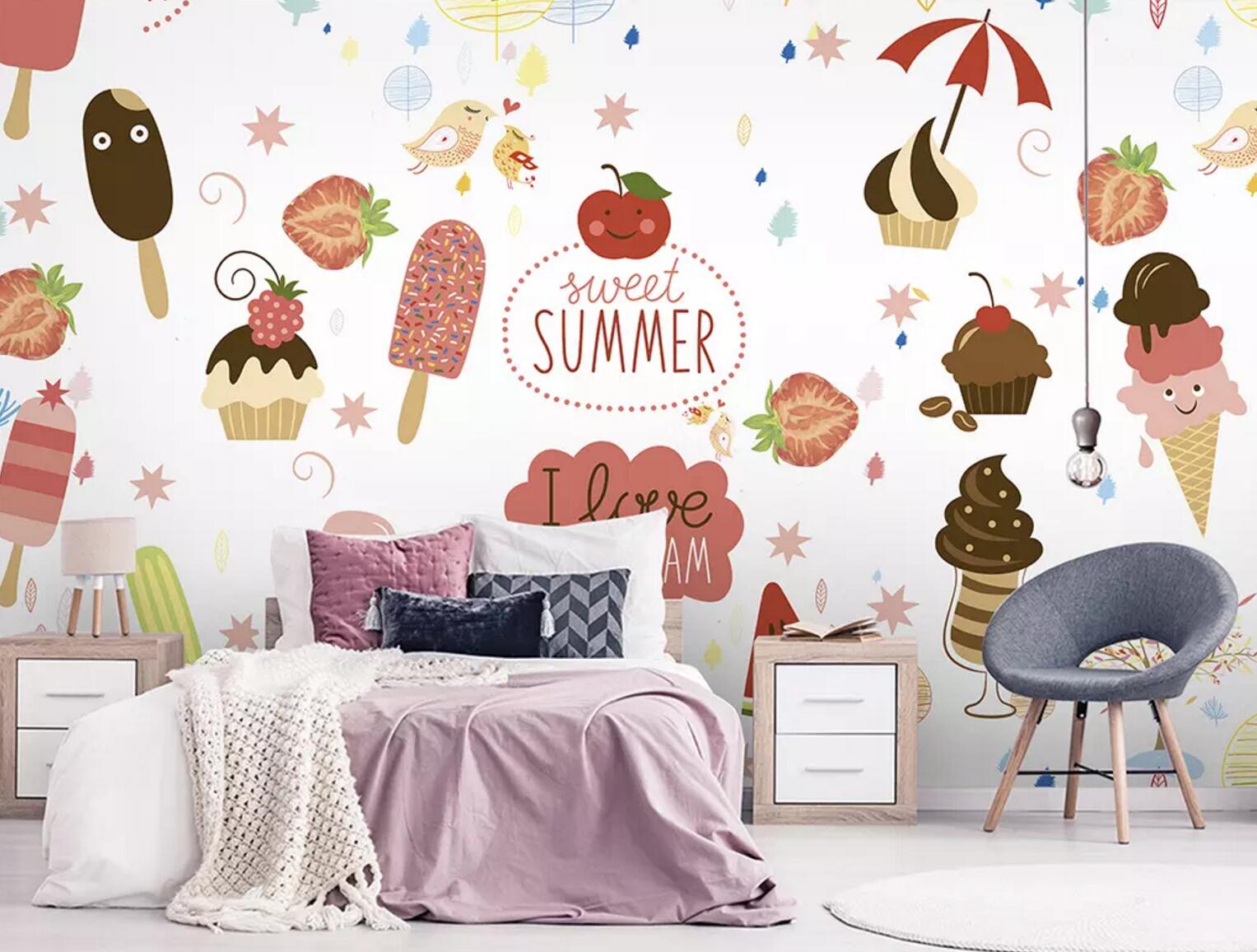 3D Ice Cream Apple WC770 Wall Murals