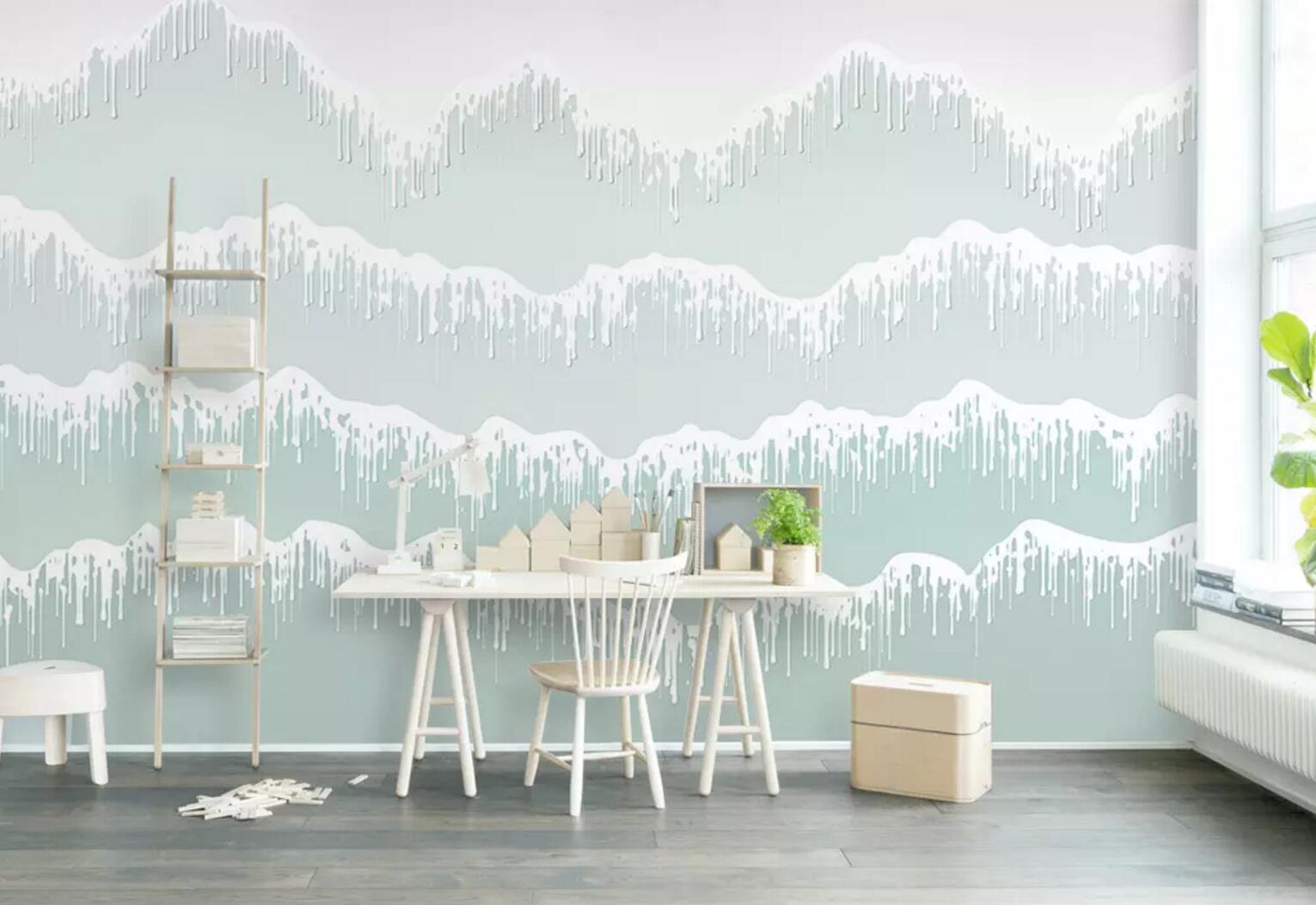 3D White Painting WC452 Wall Murals