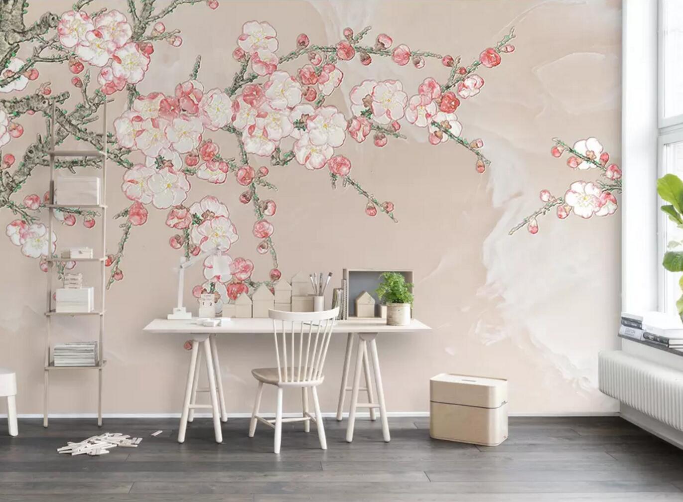 3D Bloom Plum Blossom 041 Wallpaper AJ Wallpaper 