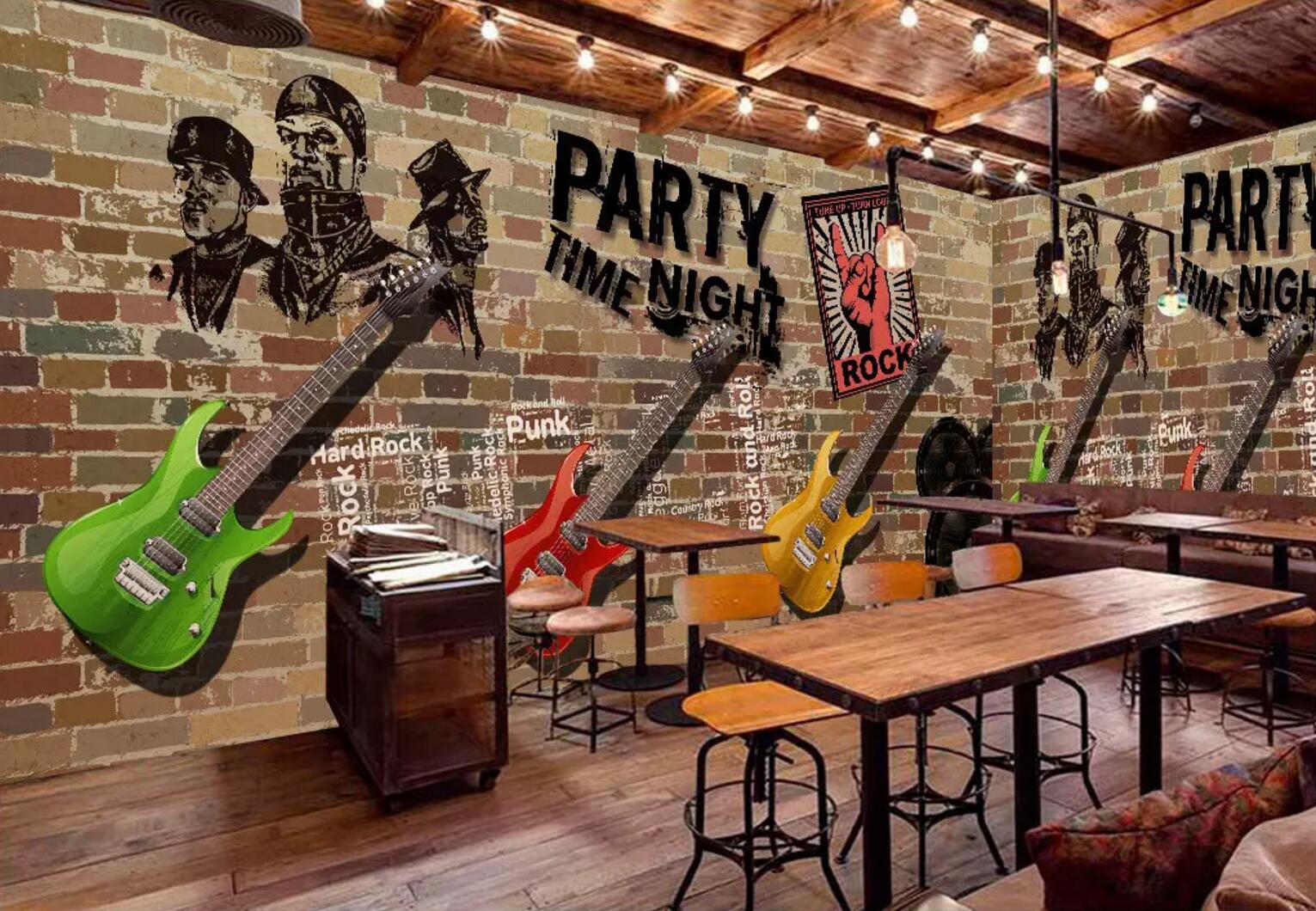 3D Color Guitar Wall WC683 Wall Murals