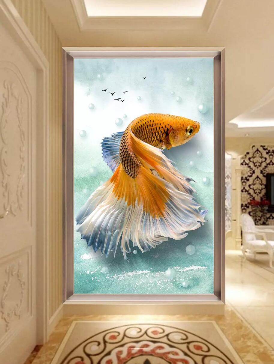 3D Orange Goldfish WC830 Wall Murals
