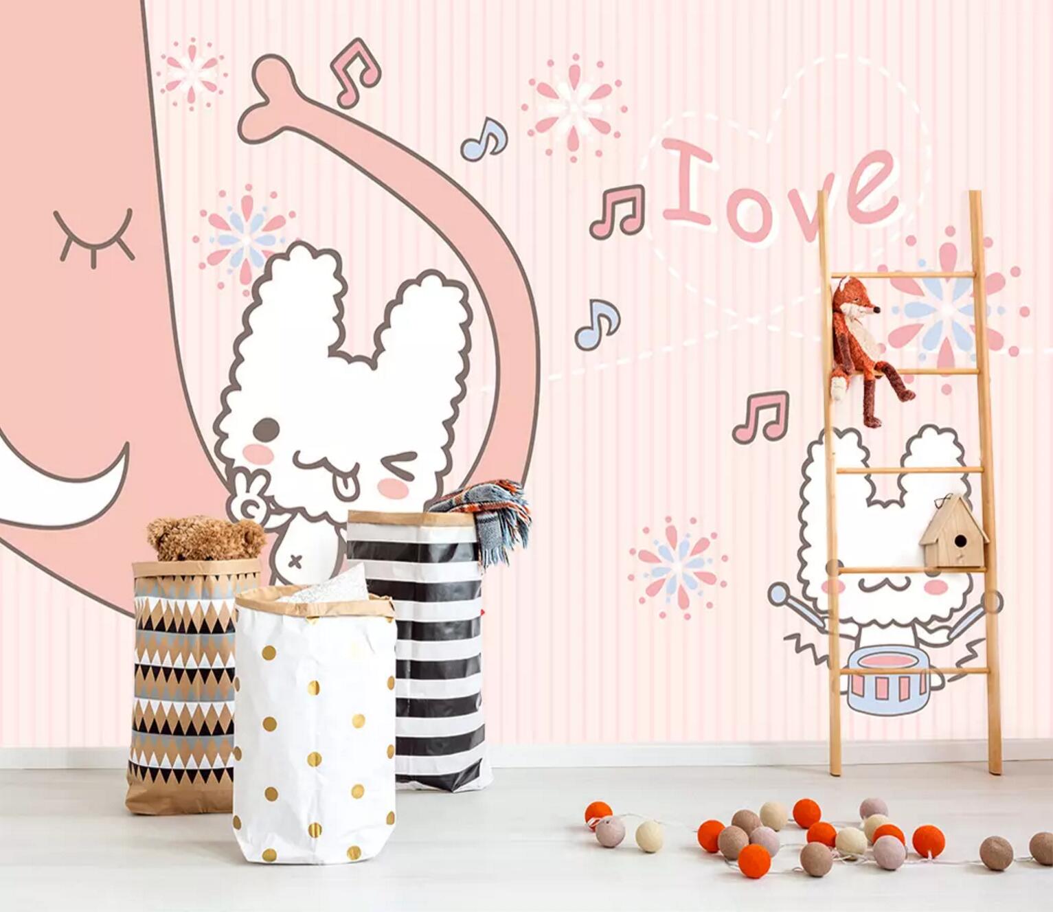 3D White Kitten Elephant WC790 Wall Murals