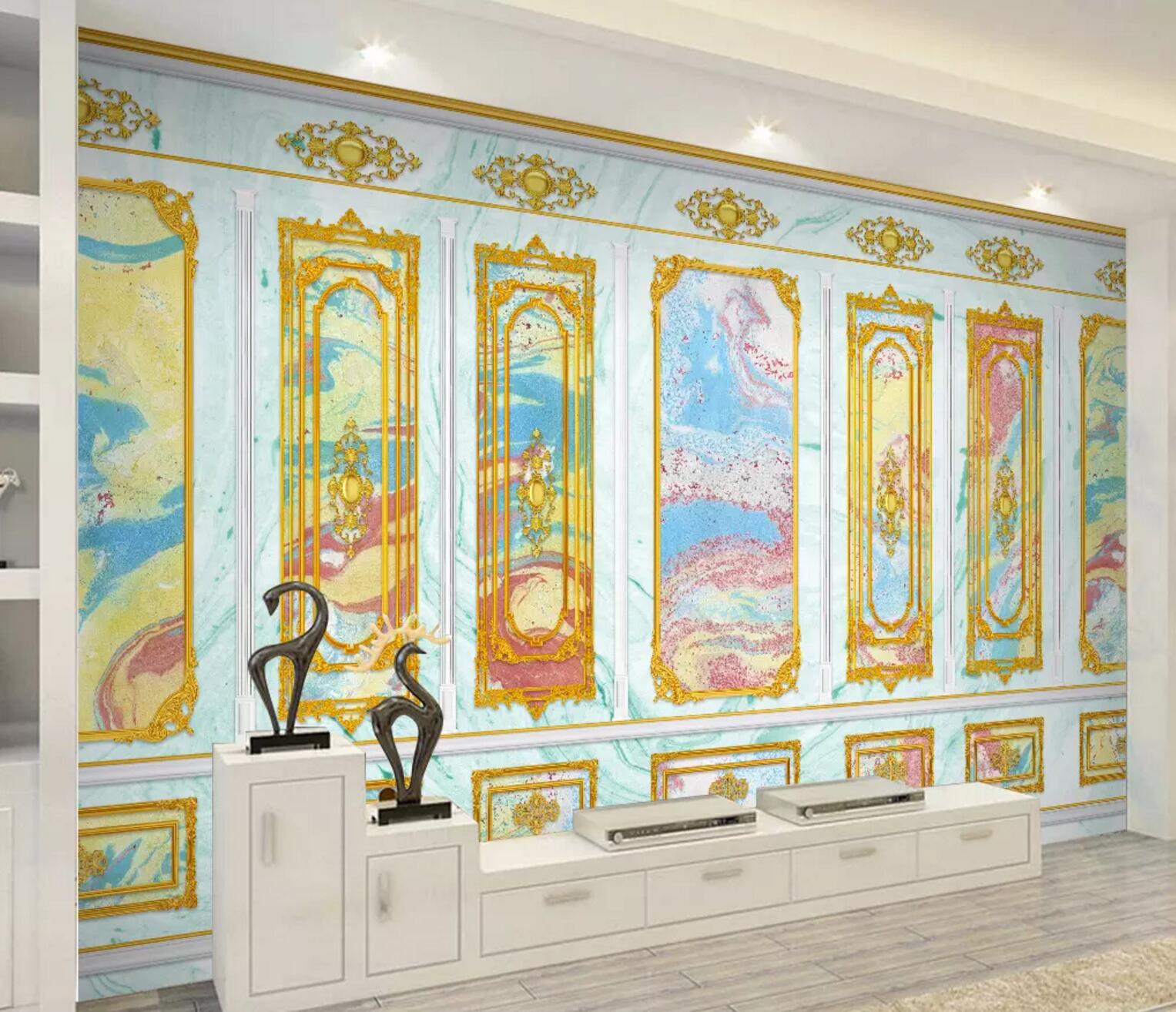 3D Golden Frame WC594 Wall Murals