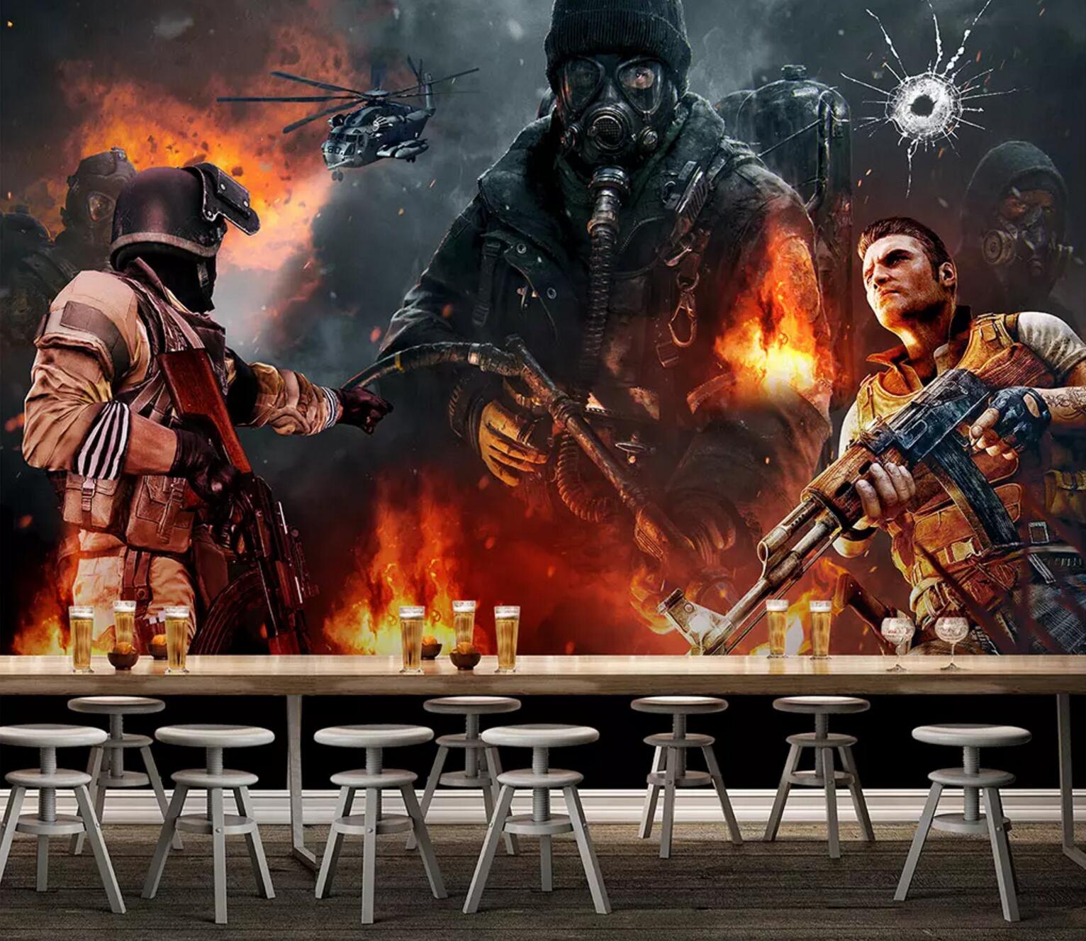 3D War Soldier WC751 Wall Murals