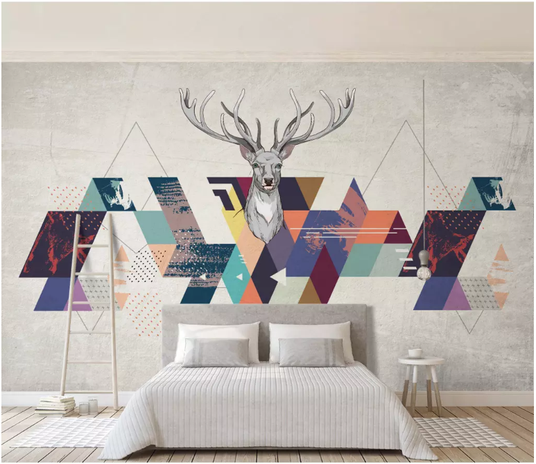 3D Geometric Deer 2143 Wall Murals