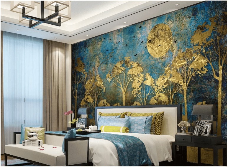 3D Golden Plant 2147 Wall Murals Wallpaper AJ Wallpaper 2 