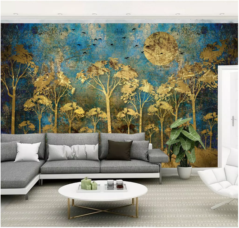 3D Golden Plant 2147 Wall Murals