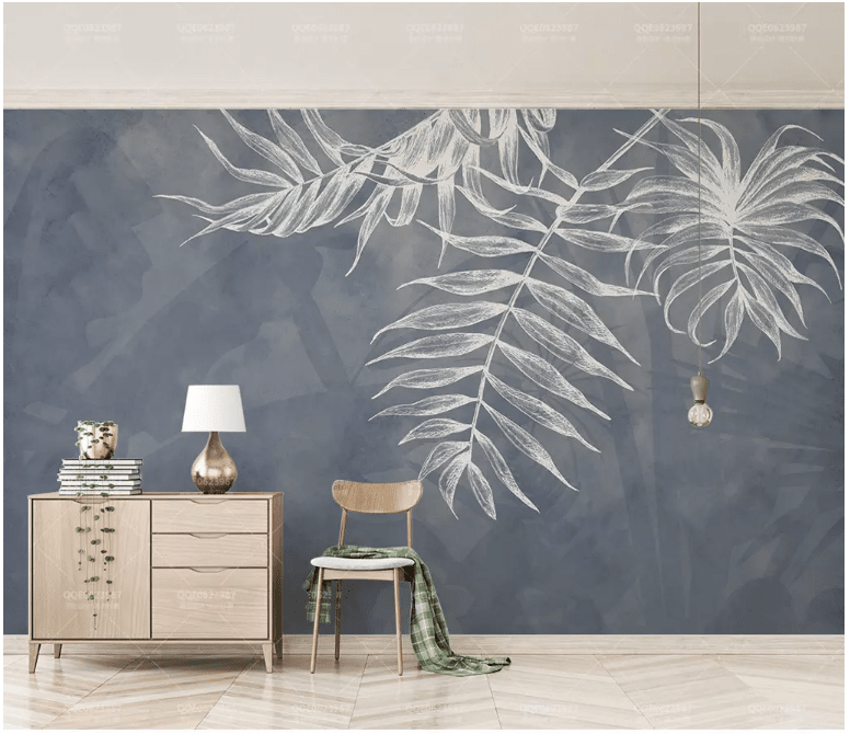 3D Grey Leaves 2106 Wall Murals Wallpaper AJ Wallpaper 2 