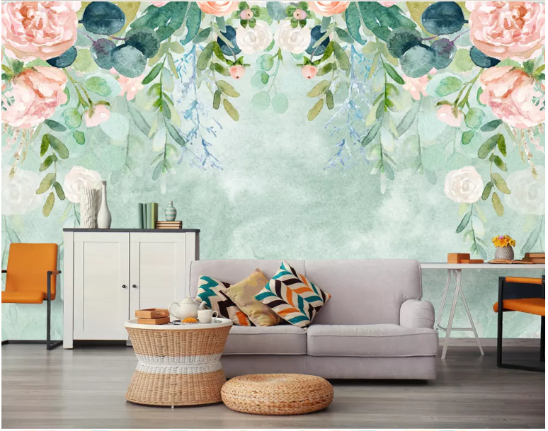 3D Flowers And Leaves 2124 Wall Murals