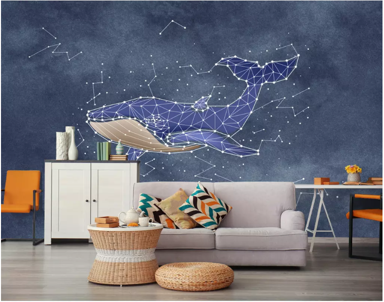 3D Blue Whale 2123 Wall Murals