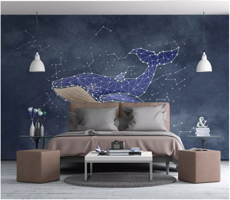 3D Blue Whale 2123 Wall Murals